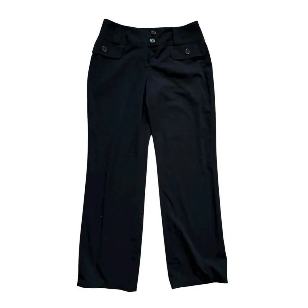 Womens Cato Solid Black Bootcut Sleek Dress Pants - Sz 6